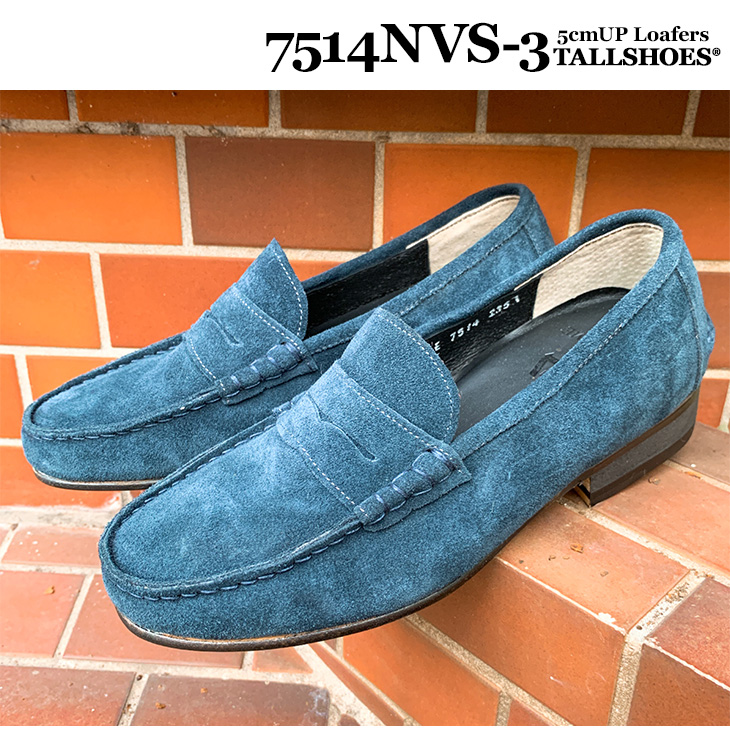 5cmUP ローファー メンズ 牛革スエード ネイビー【7514NVS-3】-背が高くなる靴専門店 TALLSHOES（トールシューズ）